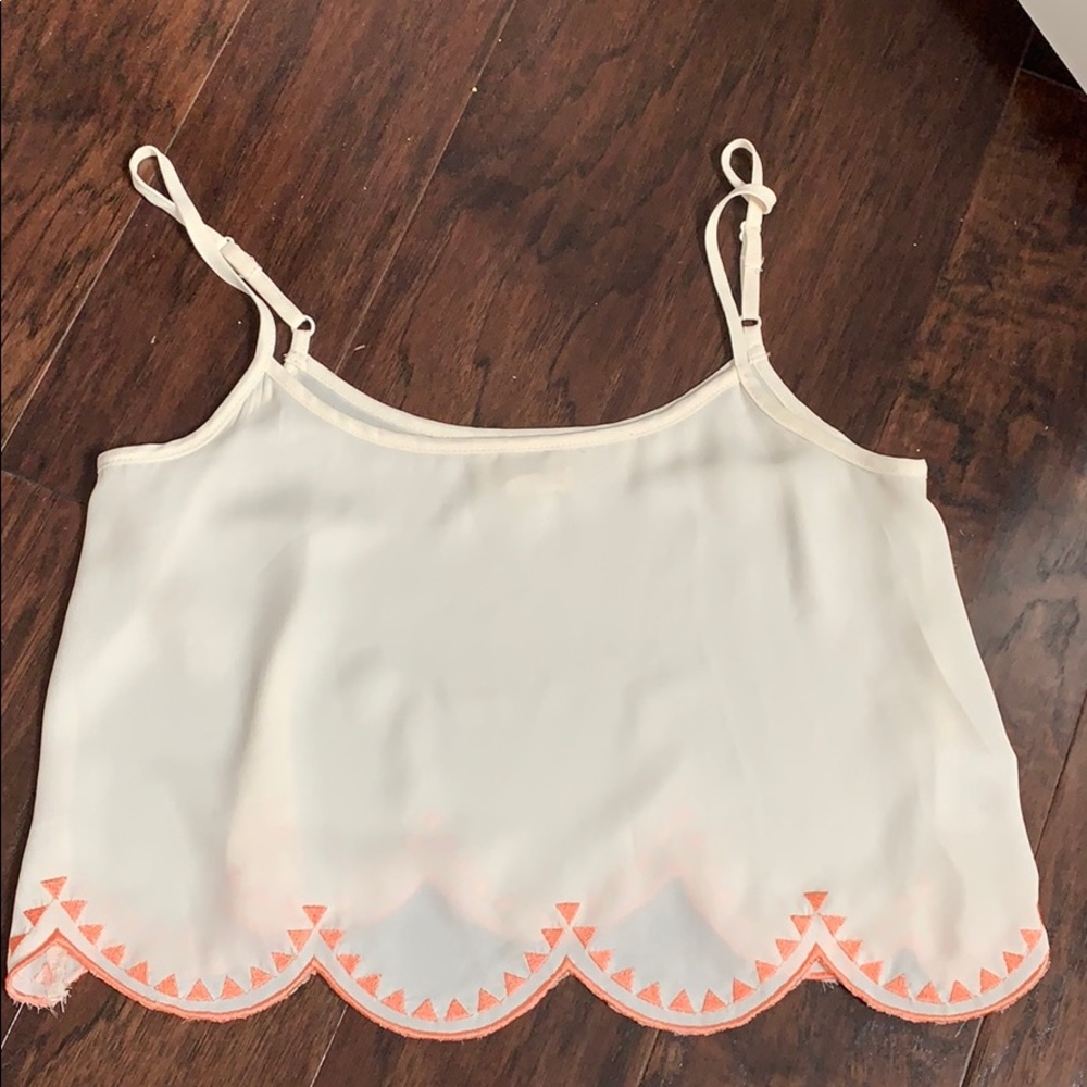 White scalloped crop top